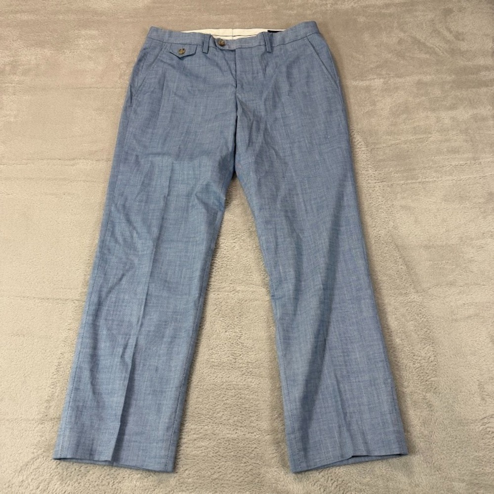 BONOBOS Mens 36S Short Slim Fit Light Blue Cotton Suit Jacket Pants 32x28 Casual - Picture 14 of 16
